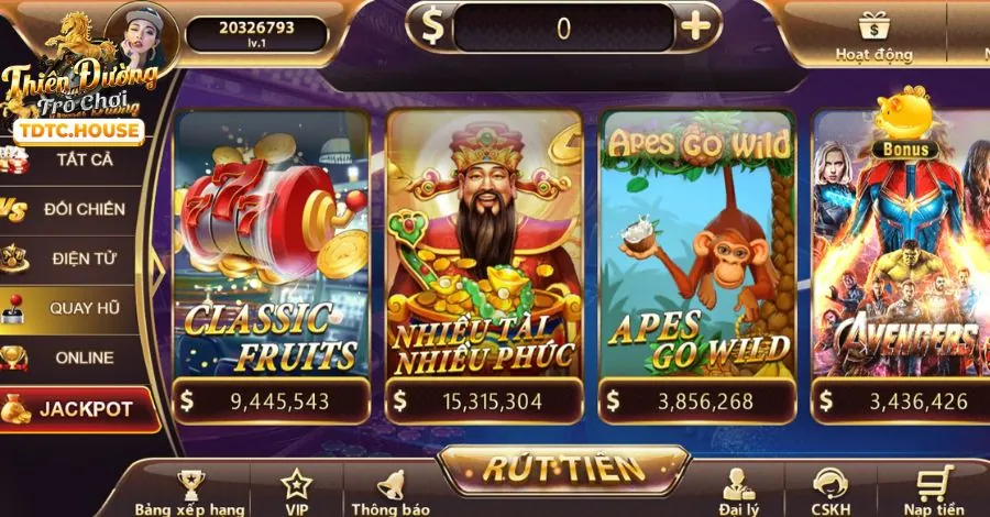 Hình ảnh các trò chơi máy đánh bạc (slot games) với biểu tượng jackpot lớn trên f1686 ios
